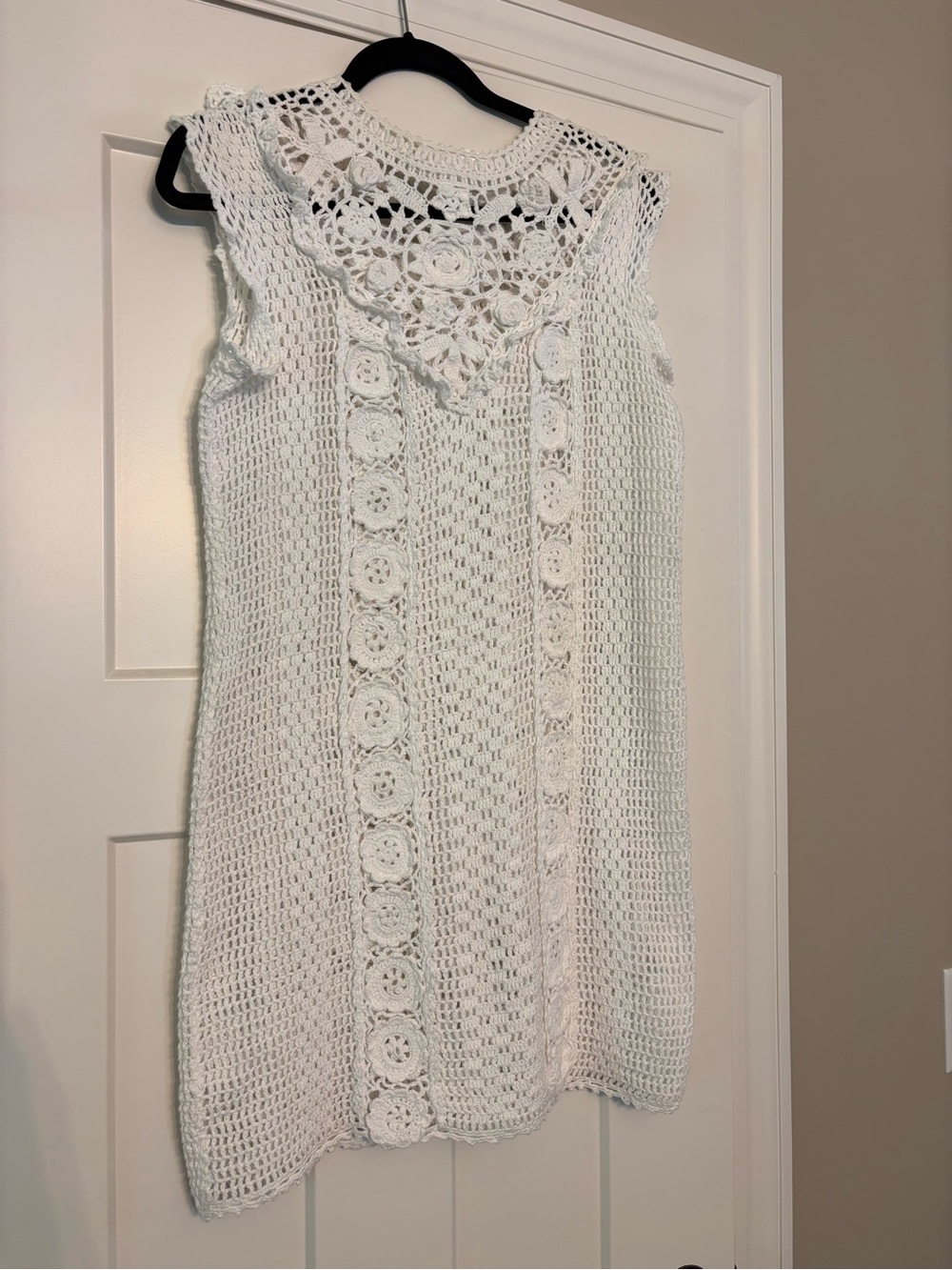 Corey Lynn Calter White Crochet Lace Yoke Sleeveless Dress